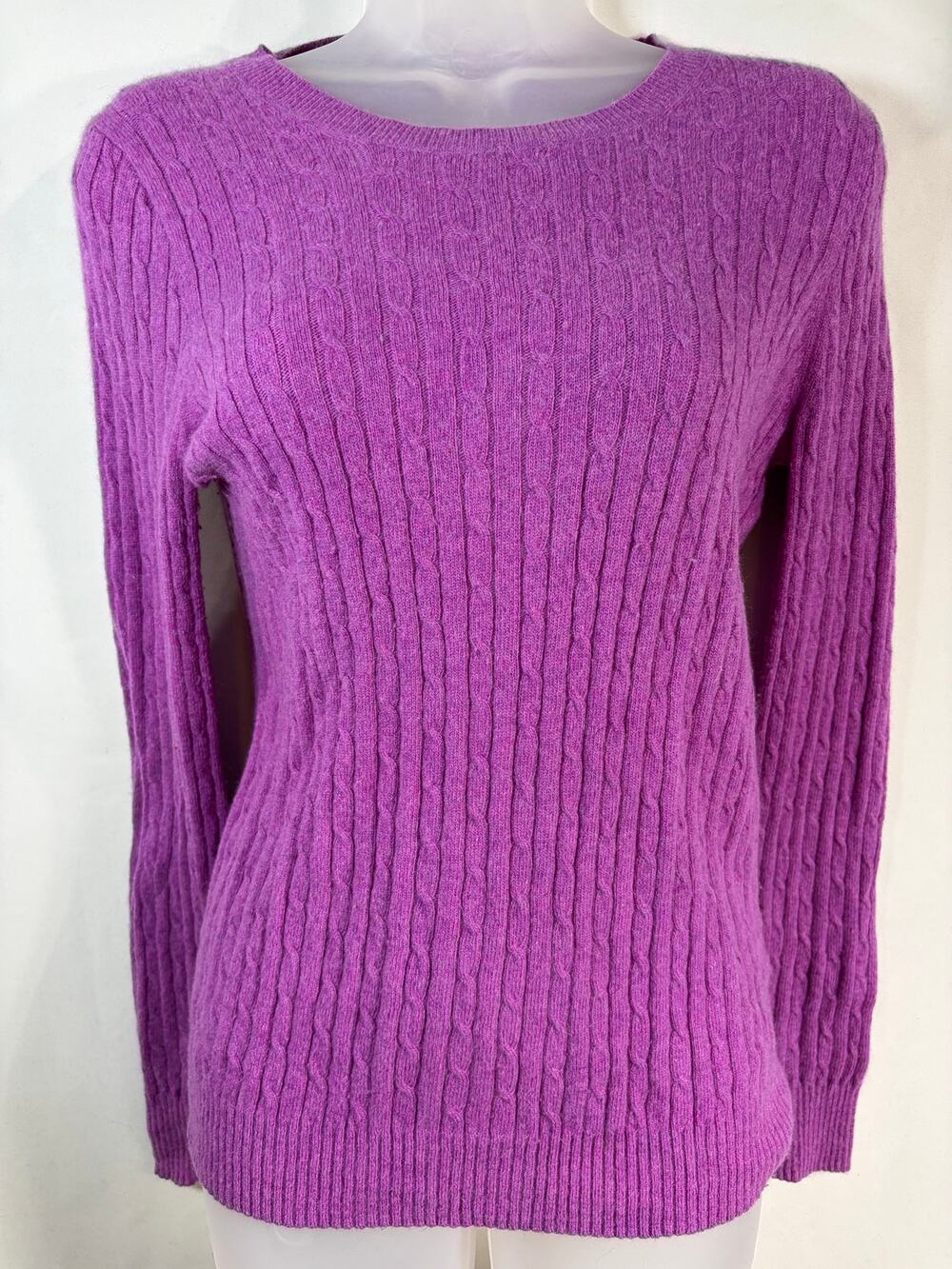 J. Crew Crewneck Cableknit Purple Sweater Small. EUC